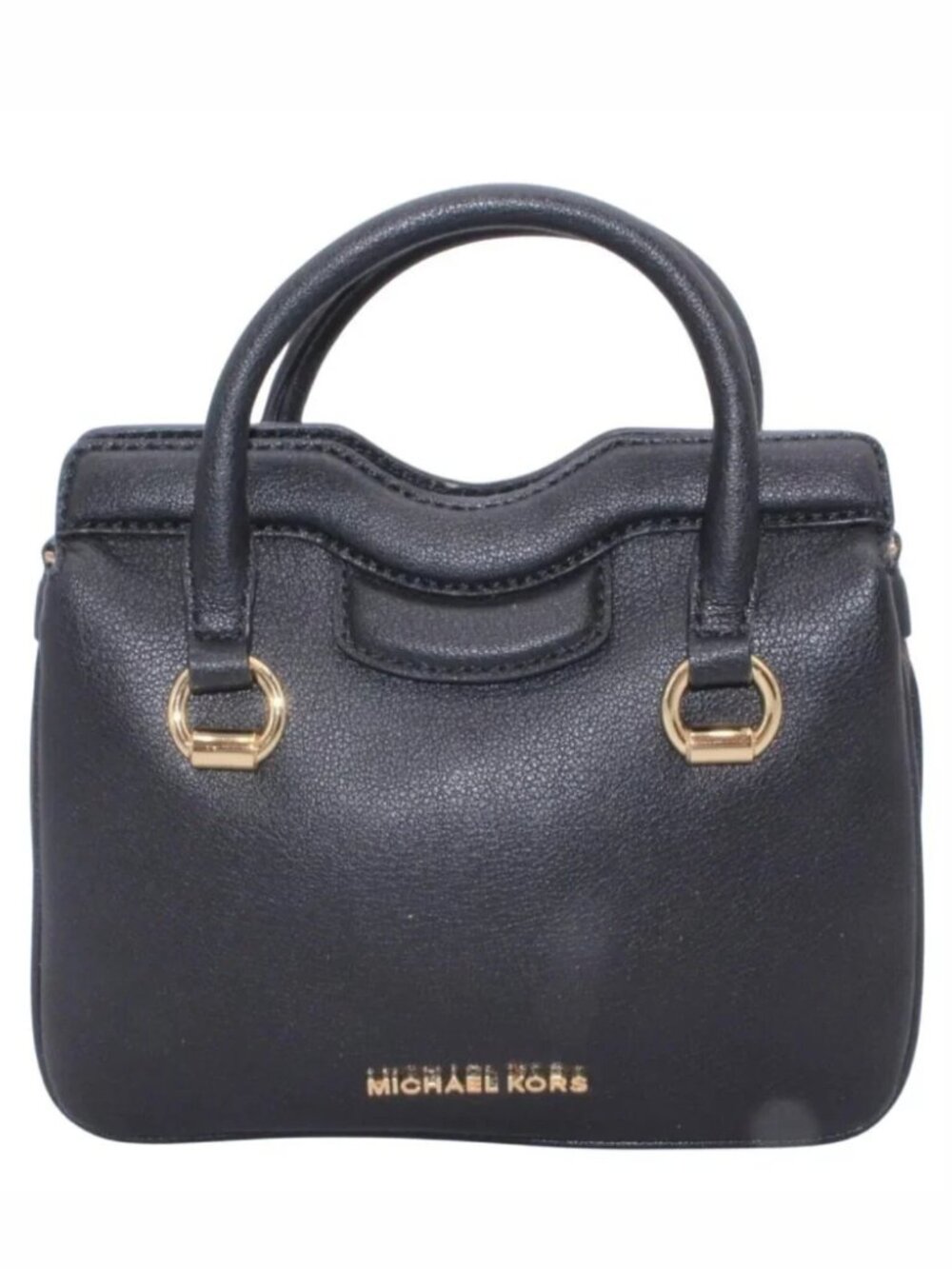 Michael Kors SATCHEL Shoulder Bag Purse Logo Black Leather Gold New No Strap